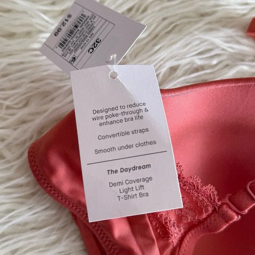 Auden Daydream Demi Coverage Light Lift T-shirt Bra Faded Rose Size 32C